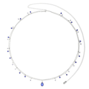 Lara Silver Blue Double Star Stacking Belly Chain