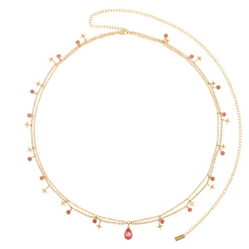 Lara Gold Pink Double Star Stacking Belly Chain