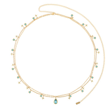 Lara Gold Turquoise Double Star Stacking Belly Chain