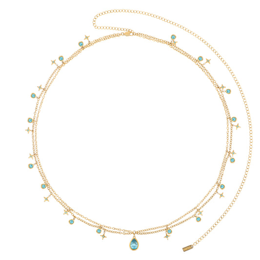 Lara Gold Turquoise Double Star Stacking Belly Chain