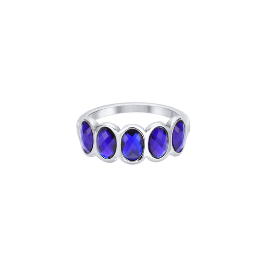Lian Simple Stone Ring Blue & Silver Size L