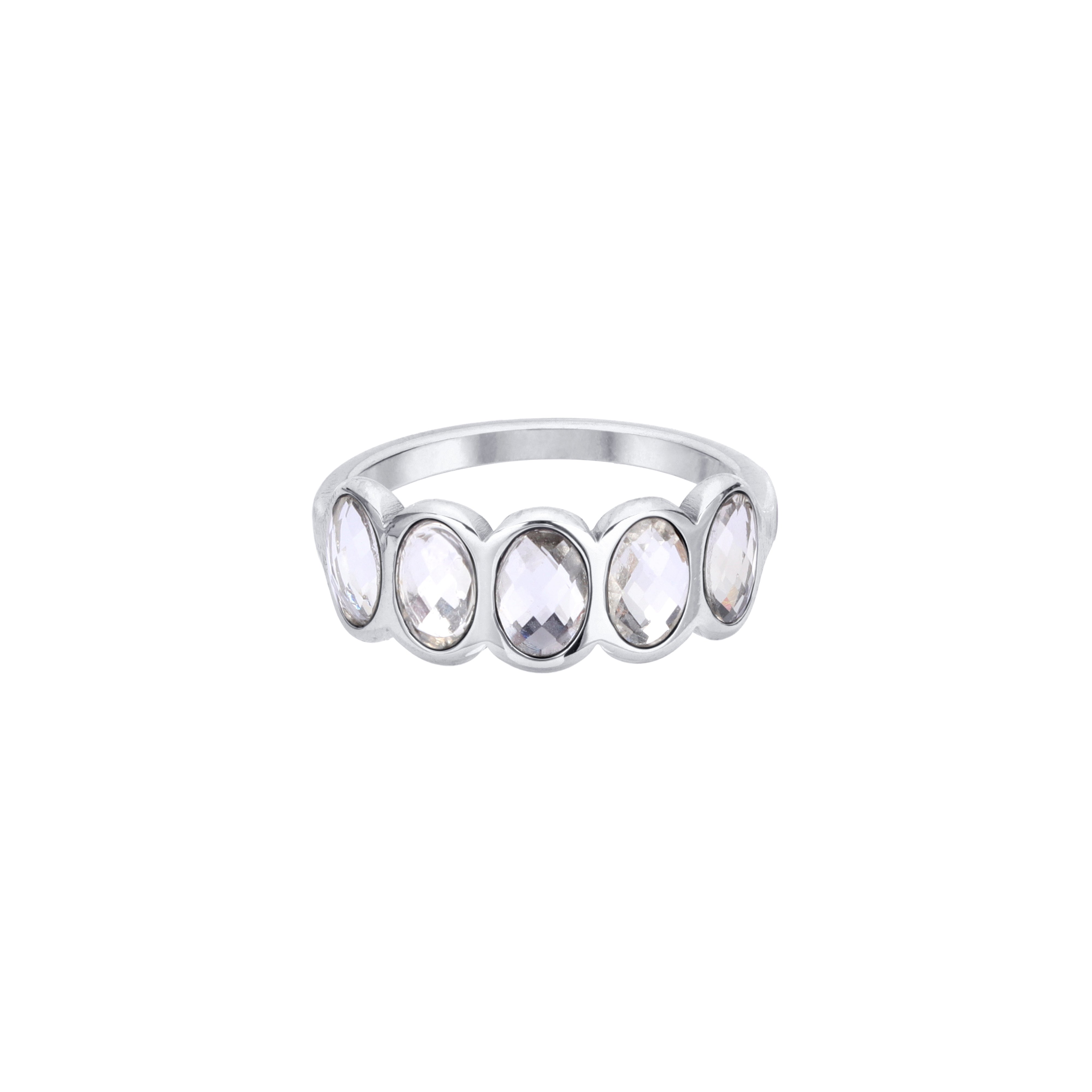 Lian Simple Stone Ring Crystal & Silver Size L – Bijoux De Mimi