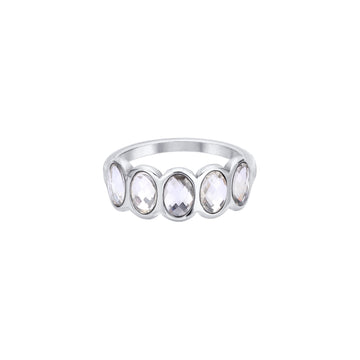 Lian Simple Stone Ring Crystal & Silver