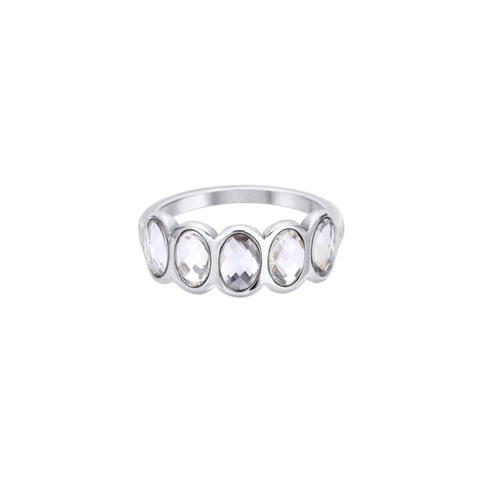 Lian Simple Stone Ring Crystal & Silver