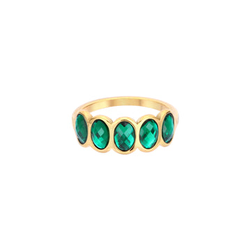 Lian Simple Stone Ring Green & Gold