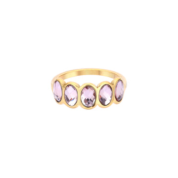 Lian Simple Stone Ring Pink & Gold Size N