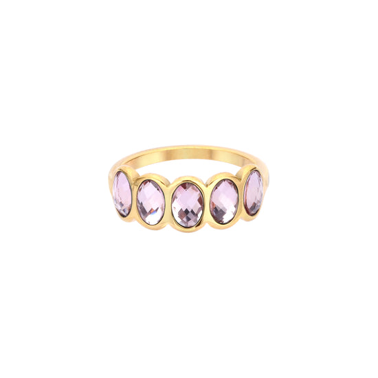 Lian Simple Stone Ring Pink & Gold Size L