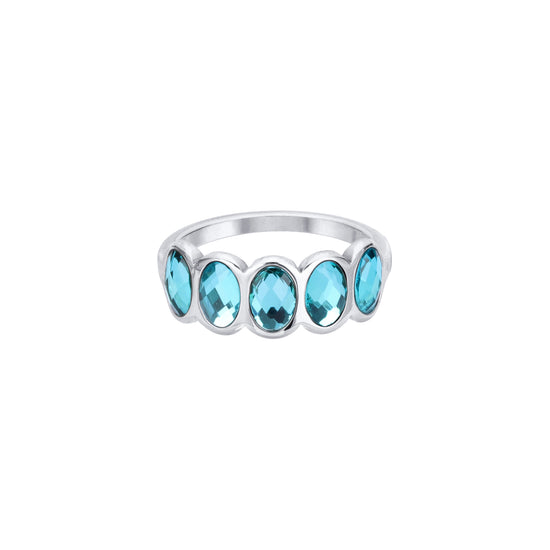 Lian Simple Stone Ring Turquoise & Silver Size L