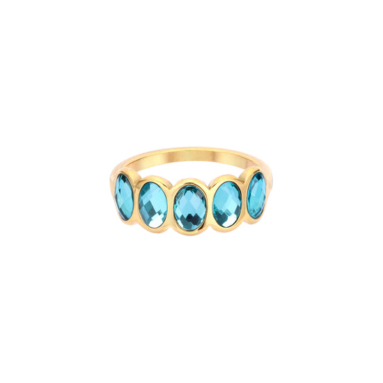 Lian Simple Stone Ring Turquoise & Gold Size L