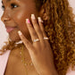 Lian Simple Stone Ring Pink & Gold Size L