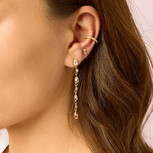 Lily Crystal Gold Dainty Ear Cuff