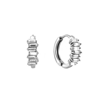 Lola Silver Crystal Huggie Earrings