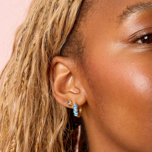 Lola Gold Blue Huggie Earrings
