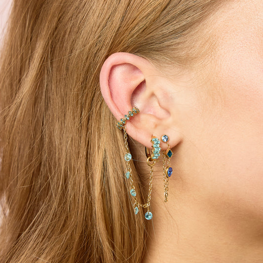Millie Gold Turquoise Chunky Ear Cuff & Droplet Chain