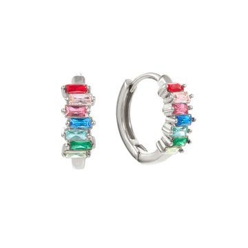 Lola Silver Rainbow Huggie Earrings