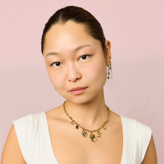 Etalie Green Gold Charm Necklace