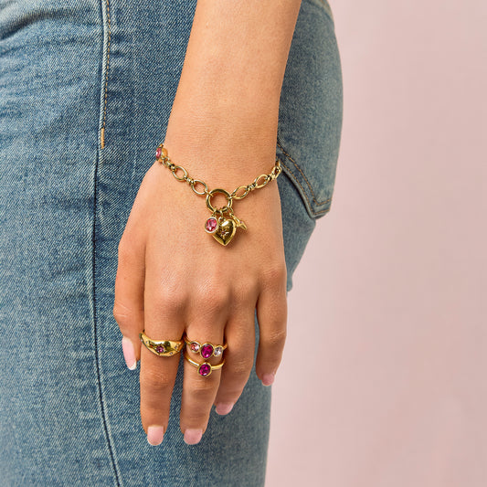 Charli Pink Gold Charm Bracelet