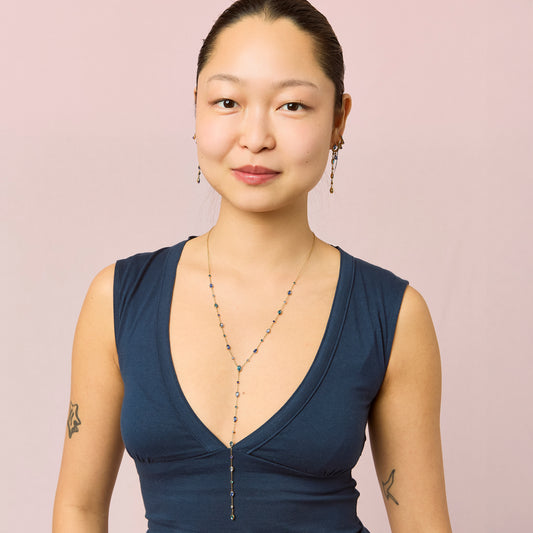 Araminta Blue Gold Droplet Necklace