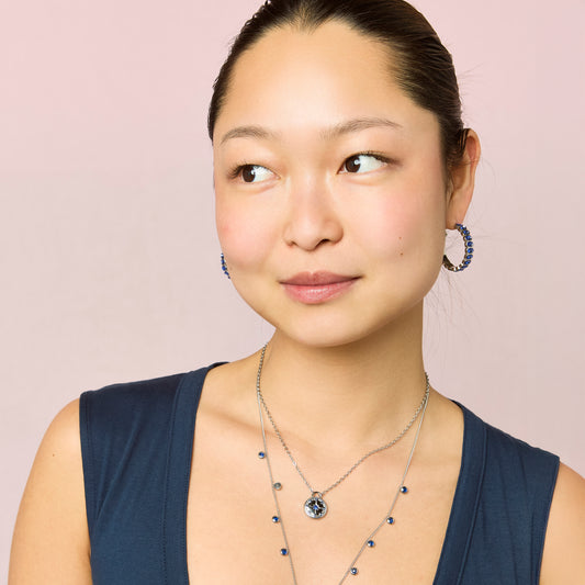 Sasha Blue Silver Compass Necklace