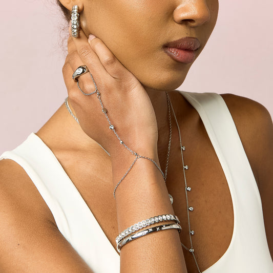 Amelia Crystal Silver Star Bangle