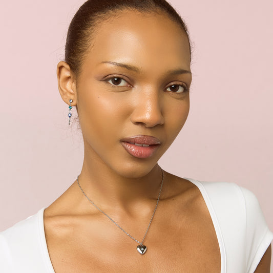 Megan Turqouise Silver Heart Pendant Necklace