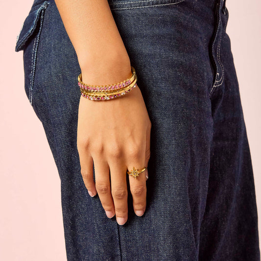 Caro Gold Pink Star Ring