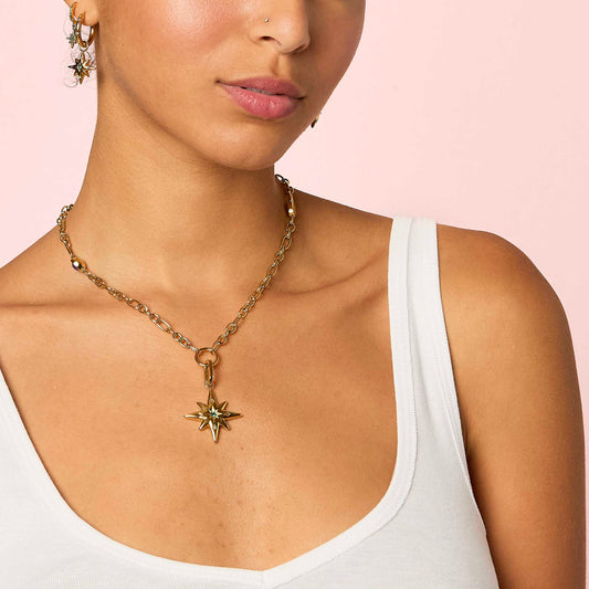 Aleena Gold Rainbow Chunky Star Pendant Charm