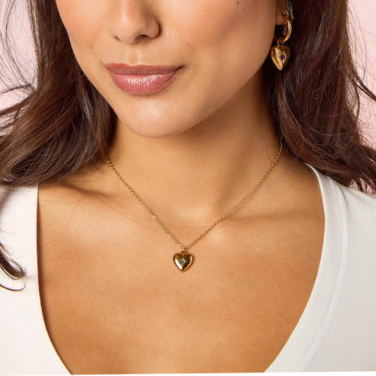 Megan Gold Blue Heart Pendant Necklace