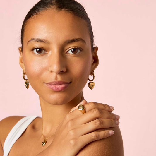 Amina Gold Crystal Heart Ring