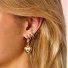 Lucinda Gold Green Heart Hoop Earrings