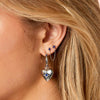 Lucinda Silver Blue Heart Hoop Earrings