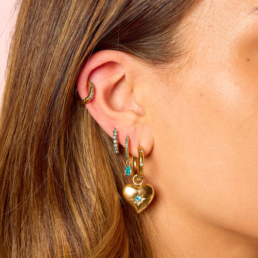 Lucinda Gold Turquoise Heart Hoop Earrings