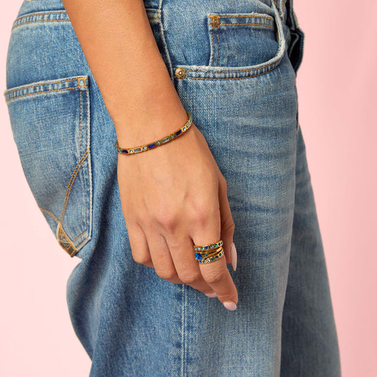 Tanieta Gold Blue Organic Bangle