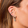 Camelia Silver Turquoise Dainty Double Gem Huggie Earrings