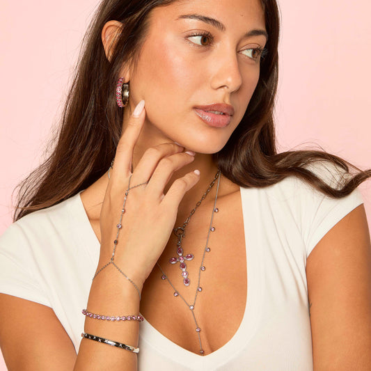 Tomi Silver Pink Tennis Bracelet
