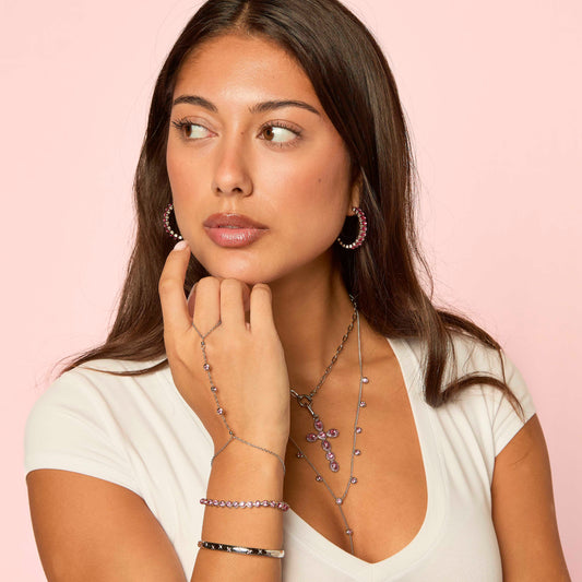 Madeleine Silver Pink Hand Chain
