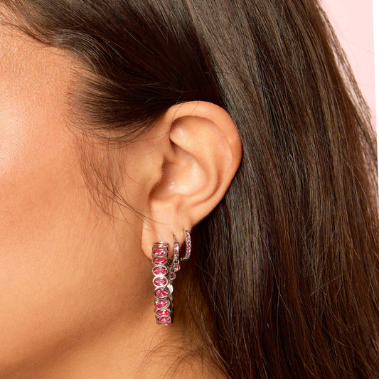 Sophie Silver Pink Chunky Earrings