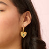 Lucinda Gold Green Chunky Heart Hoop Earrings