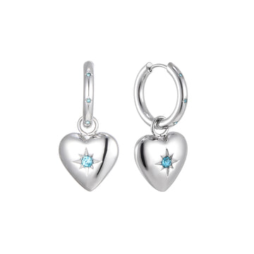Lucinda Silver Turquoise Heart Hoop Earrings
