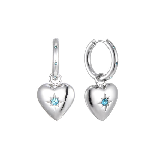 Lucinda Silver Turquoise Heart Hoop Earrings