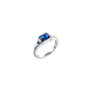 Lucy Silver Blue Simple Signet Stone Ring