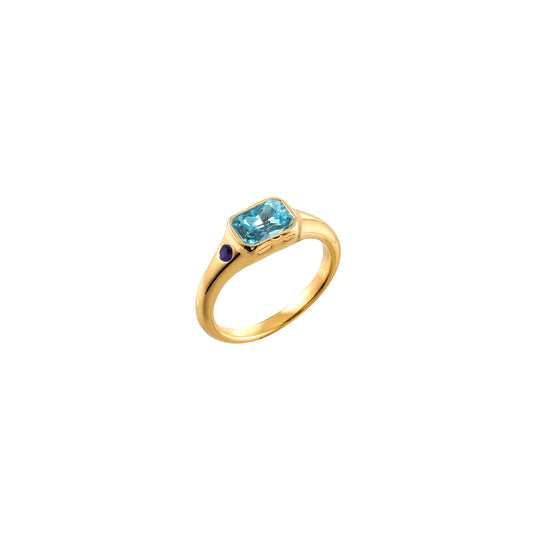 Lucy Gold Turquoise Simple Signet Stone Ring