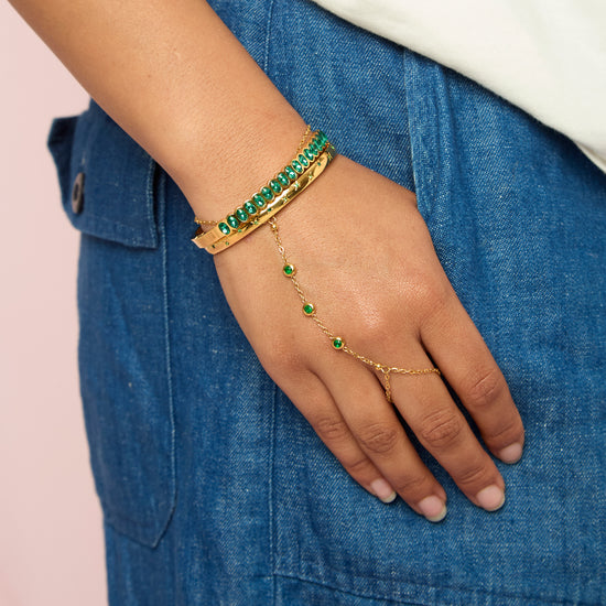 Martha Green Gold Waterproof Bangle