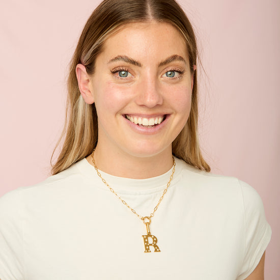 R Minnie Letter Star Necklace Charm