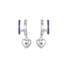 Macy Silver Blue Heart Double Huggie Earrings