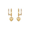 Macy Gold Crystal Heart Double Huggie Earrings