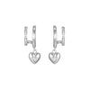 Macy Silver Crystal Heart Double Huggie Earrings