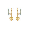 Macy Gold Turquoise Heart Double Huggie Earrings