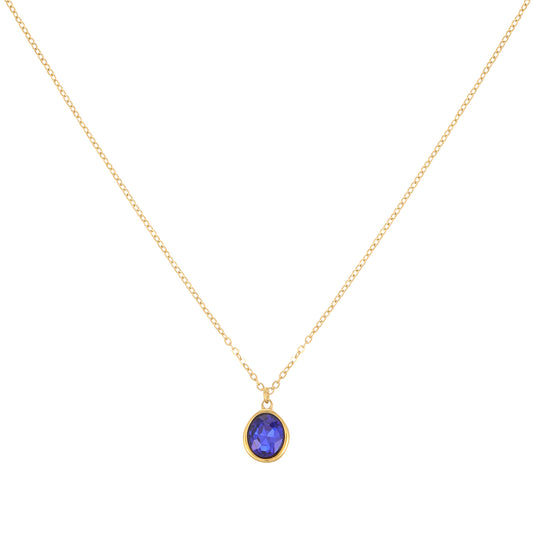 Maddie Gold Blue Simple Stone Necklace
