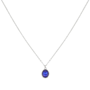 Maddie Silver Blue Simple Stone Necklace